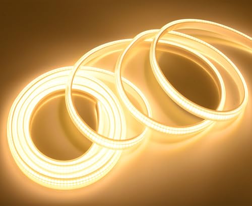 SUYOOULIN LED Strip Lights, 30ft/9m AC110-130V High Density 2592 LEDs COB Light Strip, 26000LM Super Bright Dimmable Waterproof LED Rope Light (Cool White 6500K)