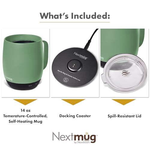 Nextmug - Temperature-Controlled, Self-Heating Coffee Mug (Burgundy - 14 oz.)