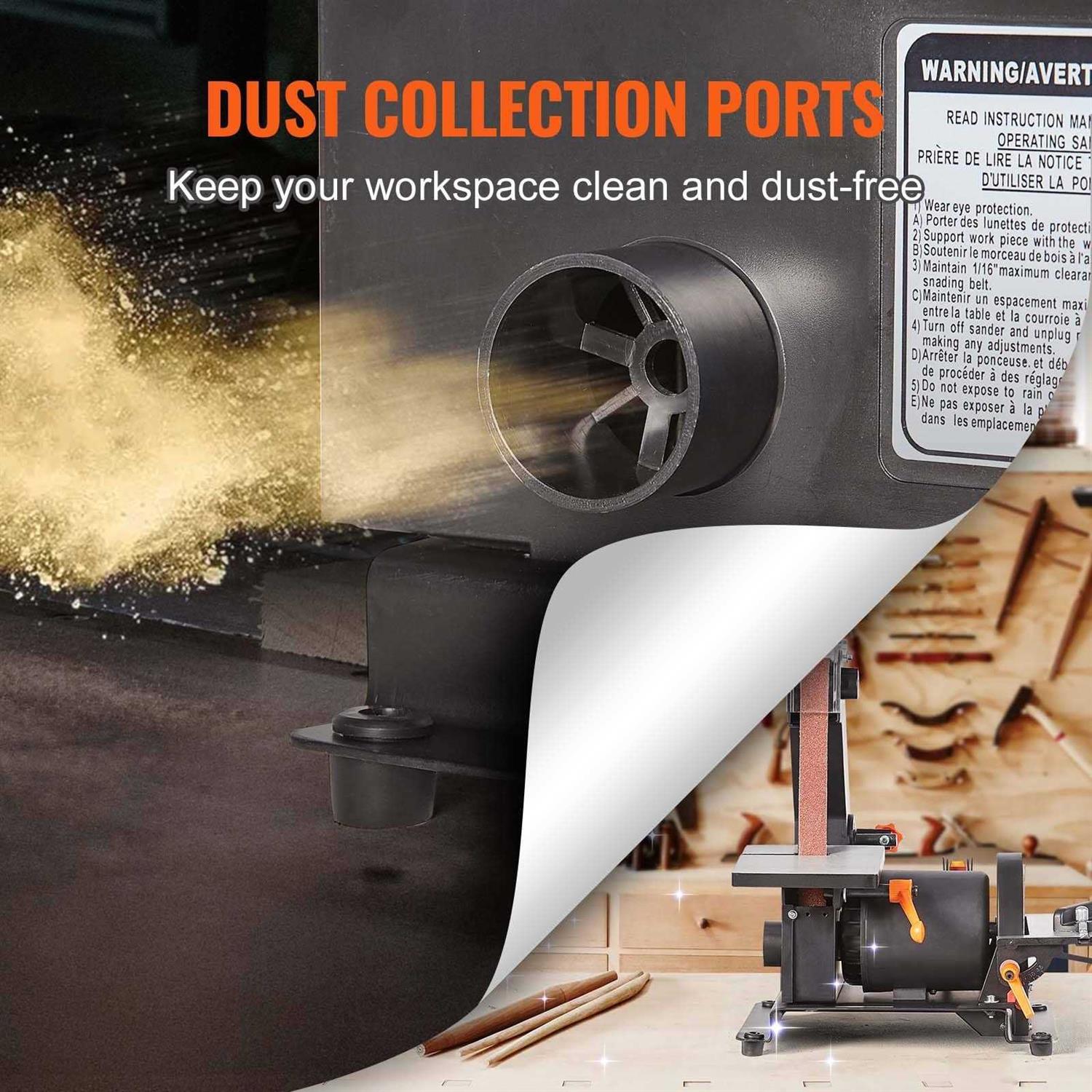 VEVOR Belt Disc Sander Combo 6 Disc Sander and 4×36 Belt Sander with 4.3A Induction Motor 3570RPM Bench Sander & 0-90° Tiltable Belt and 0-45°