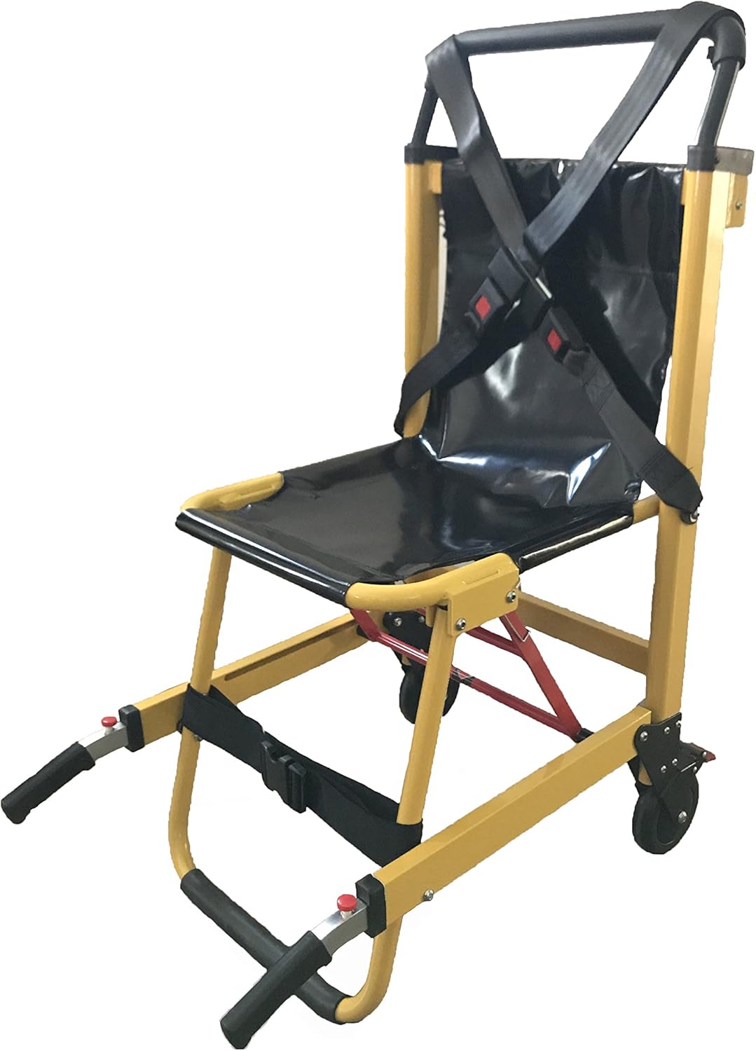 LINE2design EMS Stair Chair 70015-Y Medical Emergency Patient Transfer - 2-Wheel Deluxe Evacuation Chair - Ambulance Transport Folding Stair Chair Lift - Load Capacity: 400 lb. Yellow