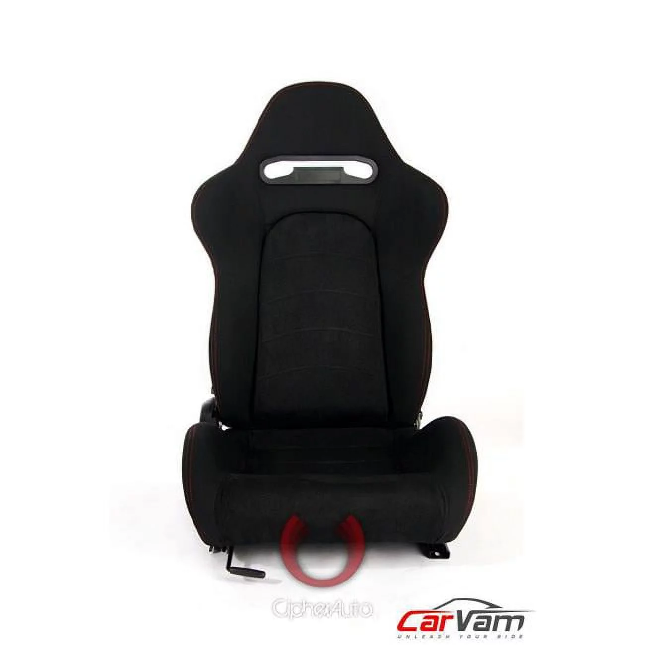 Cipher Auto  Outer Red Stitching Universal Racing Seats - Black Cloth with Suede Insert
