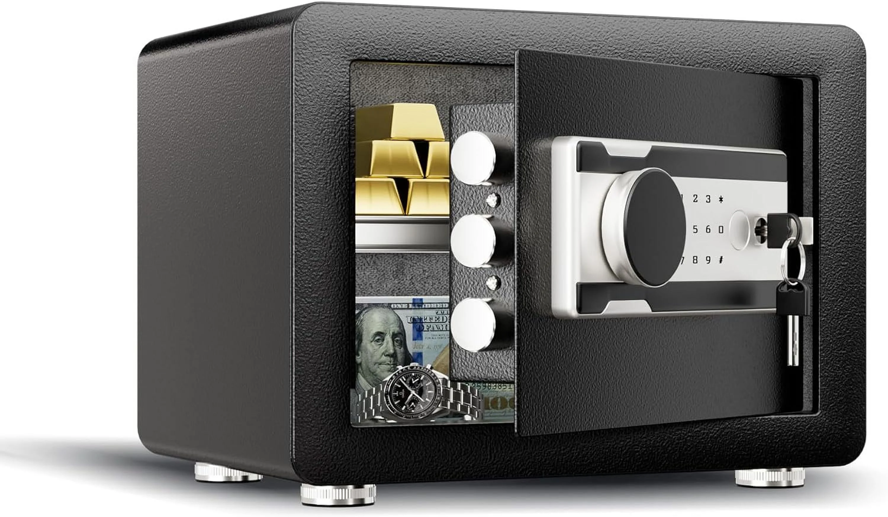 JAORD Safe Box, 0.8 Cubic Feet Steel Security Safe with Lock Box/Electronic Keypad, Used for Home Office Hotel Business Storing Cash, Jewelry, Passport, Documents, Black