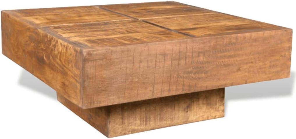 Cocktail Table,Rustic Style,Living Room Coffee Table,Coffee Table Brown Square Solid Mango Wood