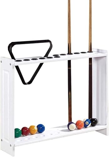 Vertical Pool Cue Rack Stand, 12-Hole Double Row Billiard Cue Holder for Home & Club Use, Floor Standing Storage (73x17x57cm, White/Wine Red)