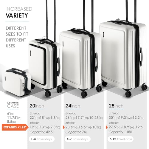 22 Inch Carry On Luggage 22x14x9 Airline Approved, Carry On Suitcase with Wheels, Hard-shell Carry-on Luggage, Durable Luggage Carry-On, Black Small Suitcase with Cosmetic Case