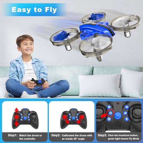 Mini Drone for Adults, Drones & Cars 2 in 1 Toy with One Key Take Off-Landing, Altitude Hold, Headless Mode, 360° flip, Car Mode, 2 Batteries,