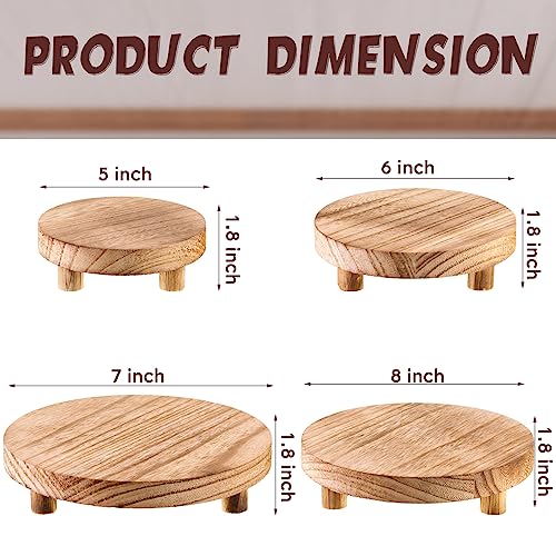 Geetery 4 Pcs Wooden Risers for Display Wood Pedestal Stand Mini Tray Stand Round Wooden Pedestal Holder Rustic Riser for Decor Tiered Tray Decor Home Kitchen, 4 Size(Black)