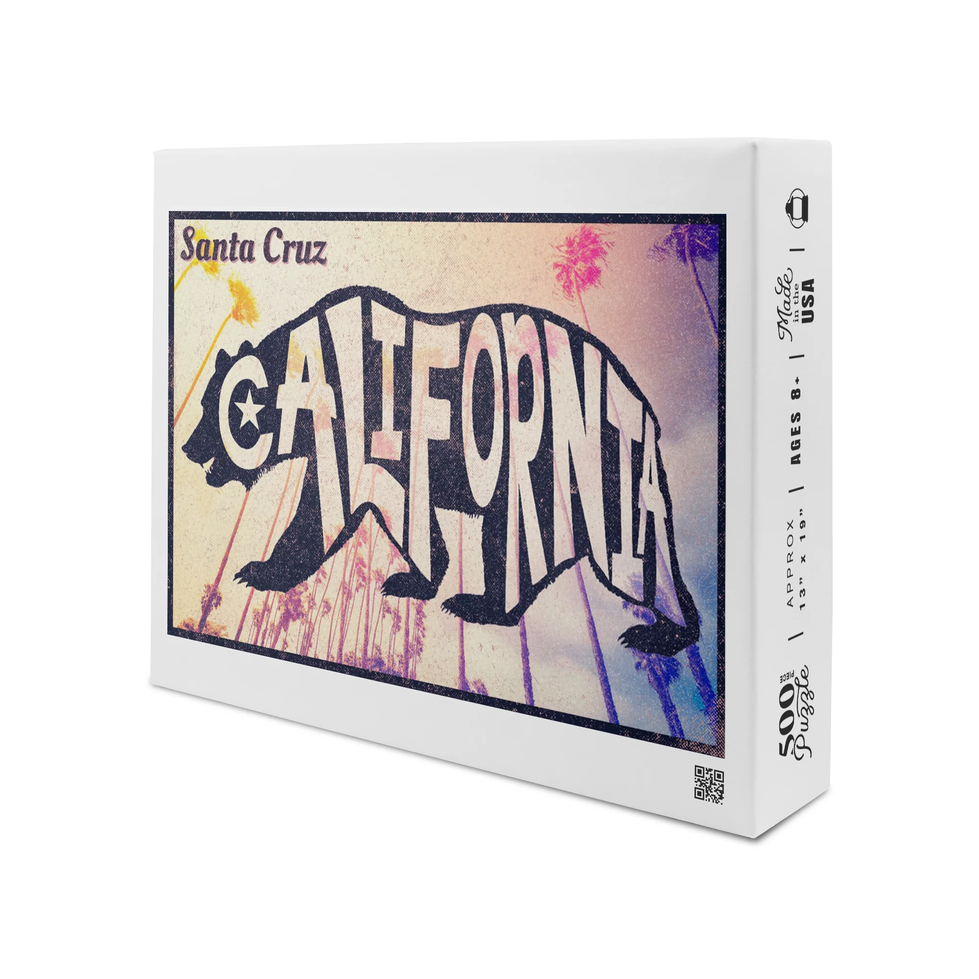 Santa Cruz, California, Bear Typography (19x27 inches, Premium 500 Piece Jigsaw Puzzle for Adults and Family, Made in USA)