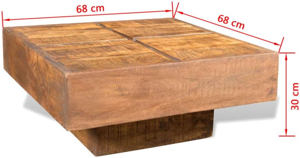 Cocktail Table,Rustic Style,Living Room Coffee Table,Coffee Table Brown Square Solid Mango Wood