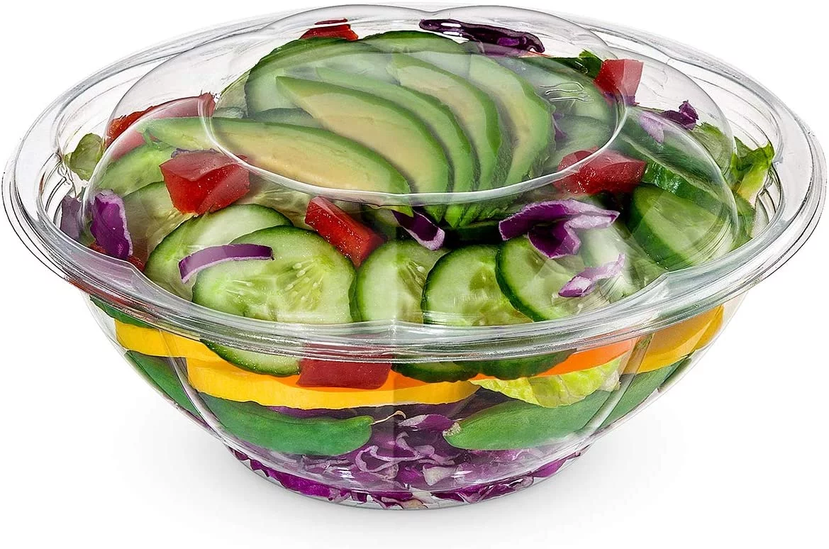 Comfy Package 24 Oz Disposable Salad Bowls with Lids Plastic Meal Prep Container, 50-Pack