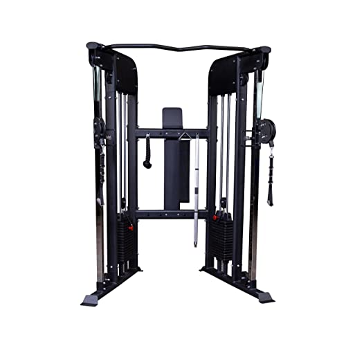 Body-Solid Functional Trainer Dual Weight Stacks, Adjustable Swiveling Pulleys, Integrated Chinning Bar, Cable Workout Machine for Home Gym
