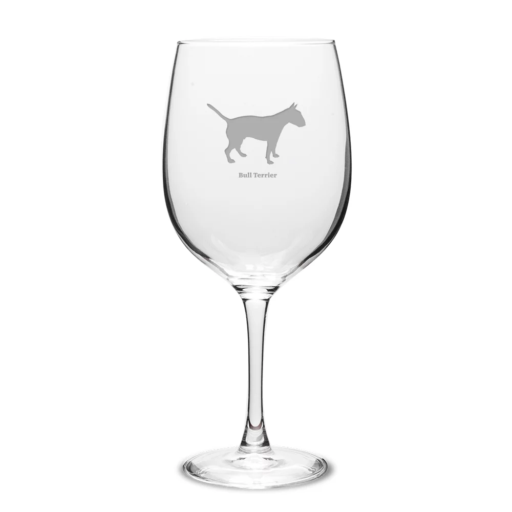Bull Terrier Deep Etched 19 oz Classic Red Wine Glass