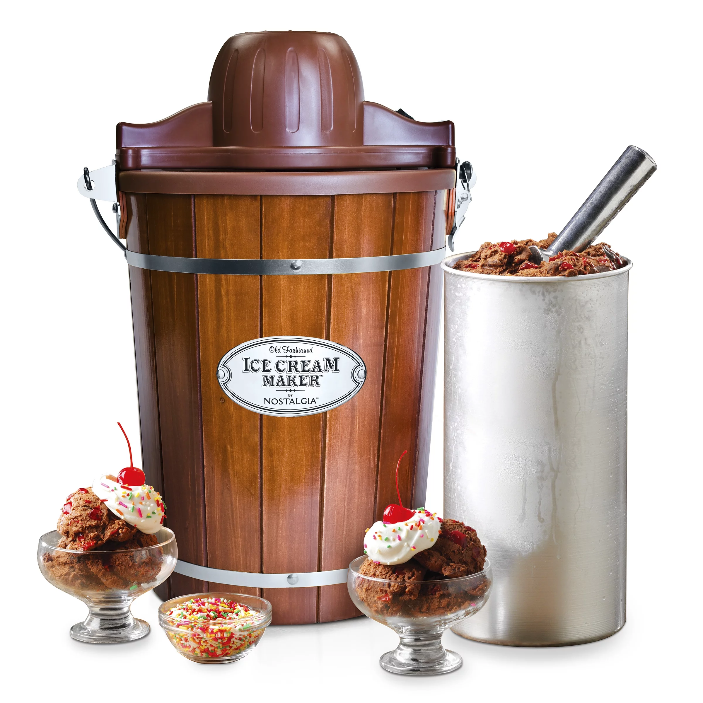 Nostalgia 6-Quart Wood Bucket Ice Cream Maker