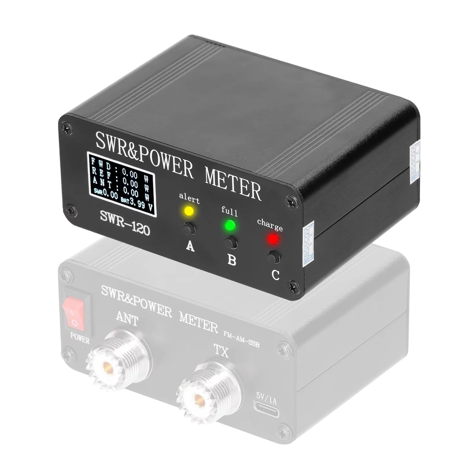 Dazzduo Short Waves Meter,Meter Chinese Menu Meter Power Watt Meter 0.5W-120W SWR Power SWR Power Watt SWR Power Menu Switchable Type-C 1.8MHz-50MHz 0.5W-120W SWR Watt Meter Chinese