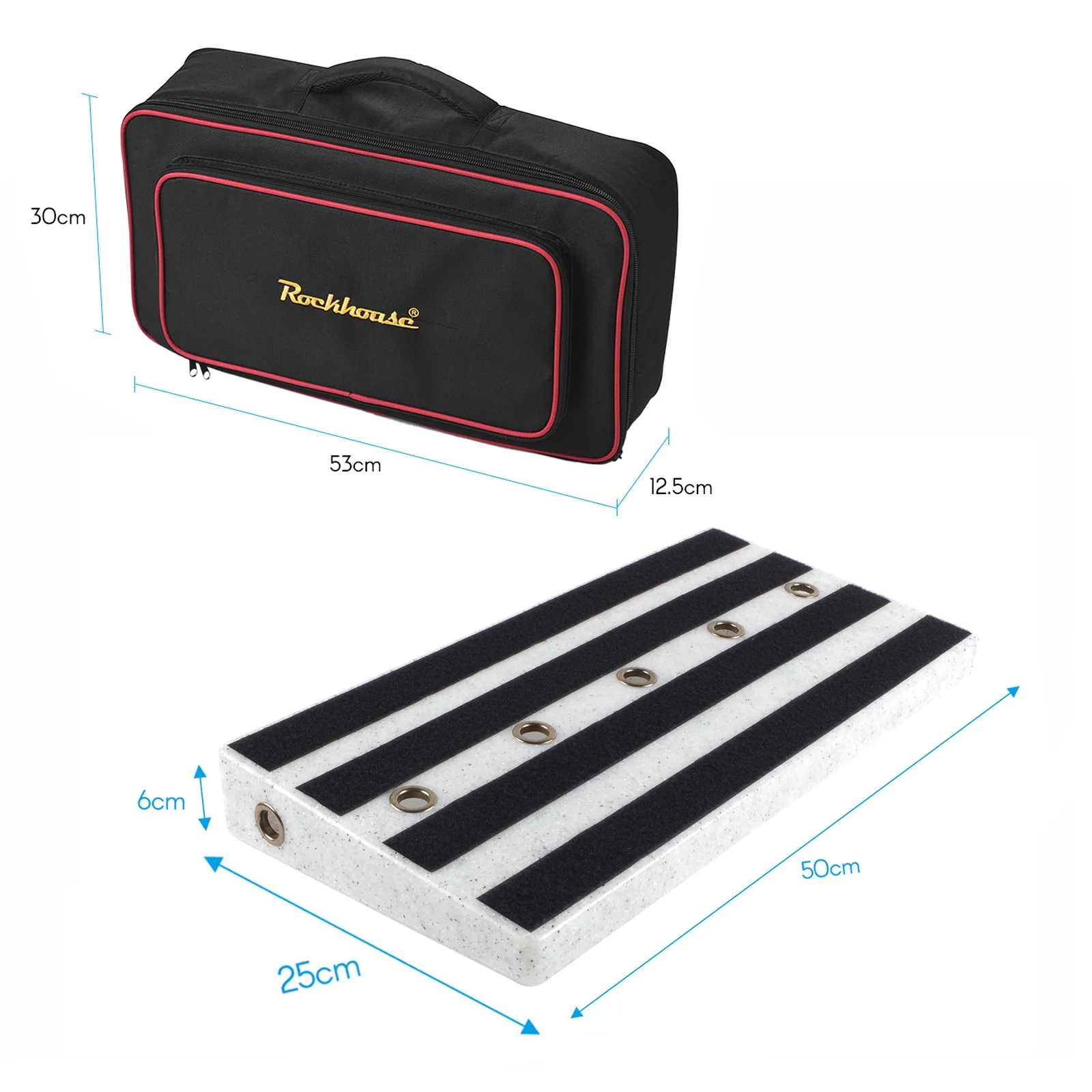 Rockhouse RPB-2 Large Portable Guitar Effect Pedal Board Lightweight Engineering  with Linking Tapes Zippered Carry Bag
