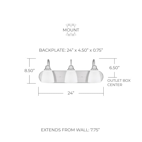 HomePlace Lighting 115141BZ-337 Trenton Traditional Acid Washed Glass Bathroom Vanity Wall Light, 4-Light 400 Total Watts, 9