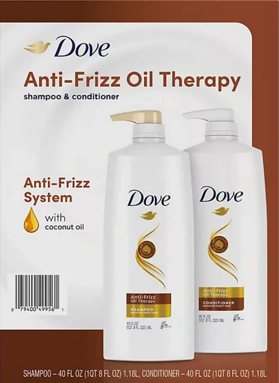 Dove Anti Frizz Oil Therapy Shampoo and Conditioner 40 fl.oz