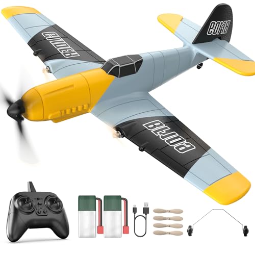 DEERC RC Plane 3 Channel P51D Mustang Remote Control Airplane Fighter Toys,2.4GHz 6-axis Gyro Stabilizer RTF Glider Aircraft Plane with 2 Batteries,Easy to Fly for Adults Kids Beginners Boys