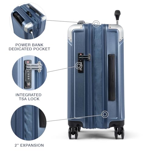 Travelpro Platinum Elite Hardside Expandable Carry on Luggage, 8 Wheel Spinner, TSA Lock, Hard Shell Polycarbonate Suitcase, Metallic Sand, Compact Carry on 20-Inch