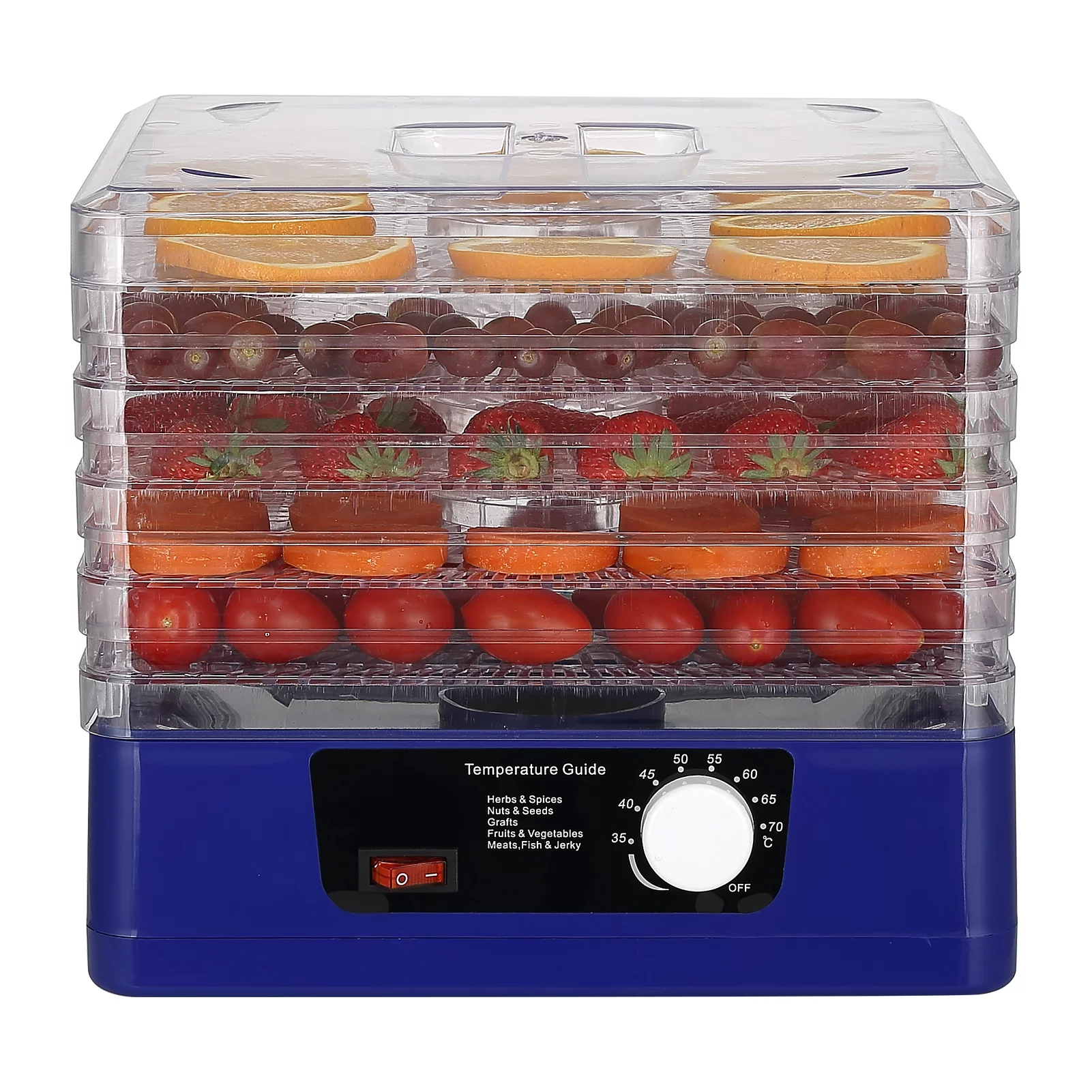 5 Trays Food Dehydrator Automatic Power Off Food Dehydrator Adjustable Intelligent Food Dehydrator for Jerky Meat Herbs Fruit Dryer Machine with Digital Timer and Control