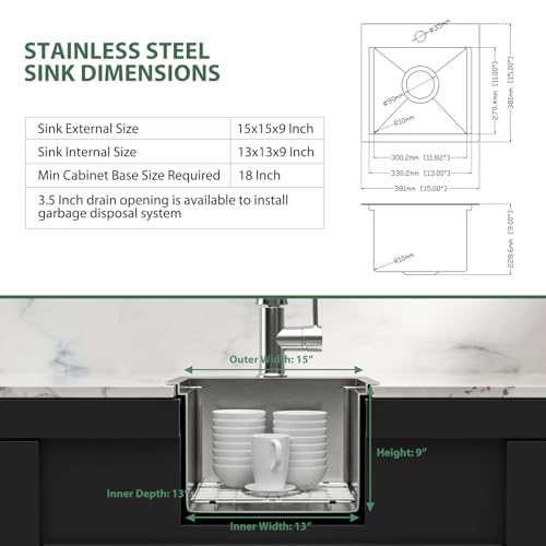 25 Inch Utility Laundry Sink Drop In 16 Gauge Stainless Steel Single Bowl Laundry Room Sink Laundry & Utility Room Kitchen Sinks 25