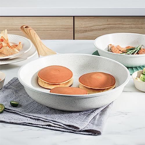 SENSARTE Nonstick Frying Pan Skillet, Swiss Granite Coating Omelette Pan, Healthy Stone Cookware Chef's Pan, PFOA Free (8/9.5/10/11/12.5 Inch) (9.5 Inch)