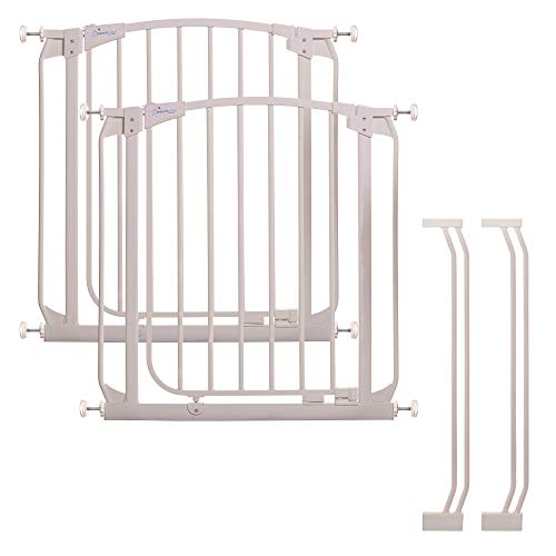 Dreambaby Chelsea Auto Close Security Gate in White Value Pack (Includes 2 Gates and 2 Extensions)