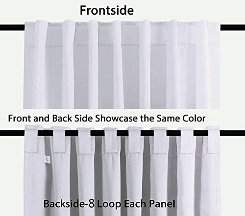 White Cotton Curtains - 100% Cotton Solid Thick Fabric Window Curtain 84 Inch Long, Cotton Curtains, Tab Top Room Darkening Drapes, Bedroom & Living Room Drapes - 55 x 84 Inch - Set of 2