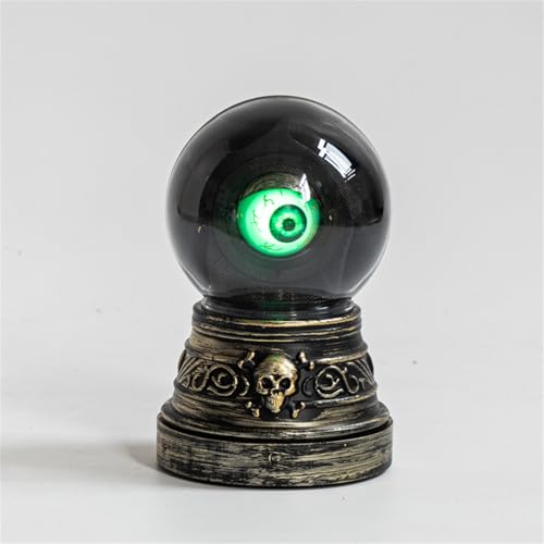 Halloween Animatronics Decoration,Magical Flashing Glass Ball with Demon Eyes,Touch&Sound Activation Magical Ball, Glowing Crystal Eyes Ball Decorations for Halloween Haunted Houses Home Office