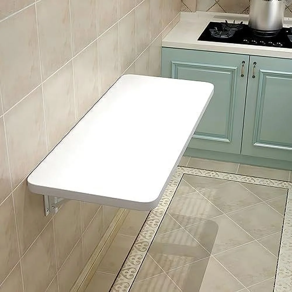 NLIBOOMLife Laundry Floating Folding Table  Wood Wall Mounted Table  Bracket Heavy Duty  Drop Leaf Dining Stable Sturdy Table Small Wooden Desk Wall Table for Kitchen Laundry Office Room