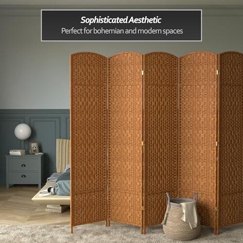 Red Lantern 7 ft. Tall Diamond Weave Dark Beige-6 Panels Room Divider
