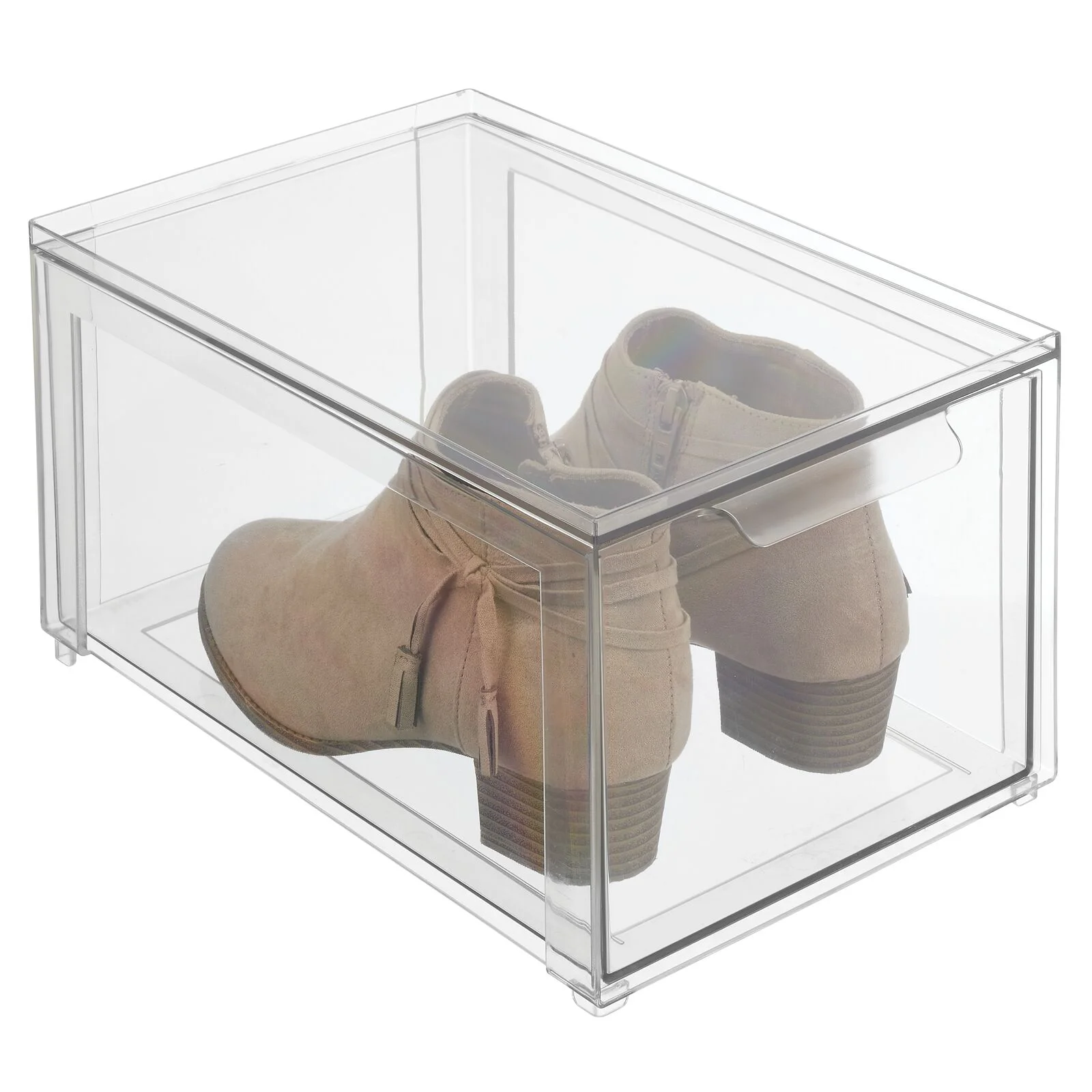 mDesign Plastic Stackable Bedroom Closet Storage Organizer with Drawer, Clear