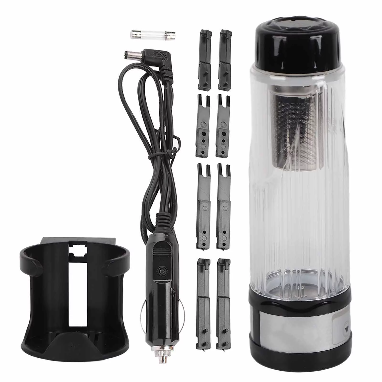 VIFERR Car Electric Kettle 12V / 24V 95W 420ml Car Electric Kettle Travel Tea Mug Water Heating Cup Bottle Holder(Black)