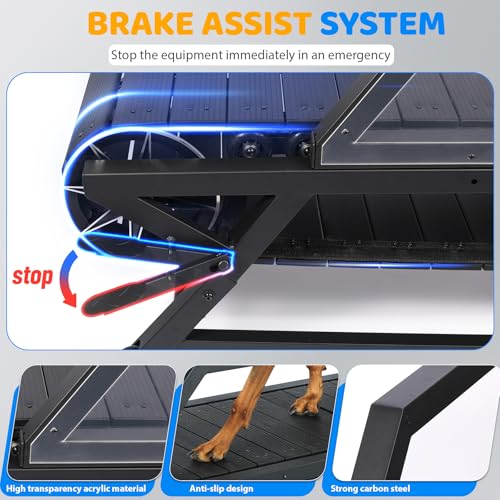 Dog Treadmill for Large Dogs, Medium Dogs with Brake, Dog Slatmill,Non-Electric Treadmill for with Step Counter, Adjustable Incline & Brake, Keep Active and Fit, Up to 300LBS