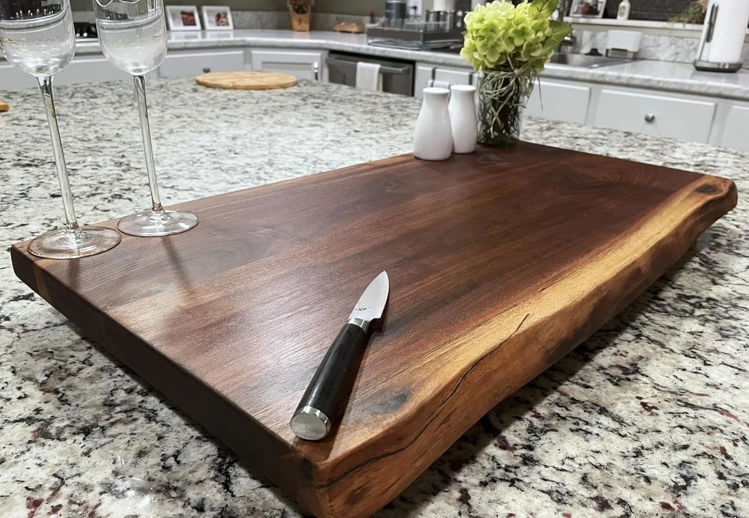 NLIBOOMLife Black Walnut Extra Large  Gorgeous  Full-of-Character   Solid Double Live Edge Wood Charcuterie/Appetizer/Dessert/Grazing/Serving Board. 100%  . 27 x 15 x 1.25"