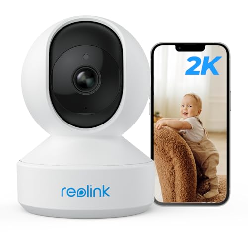 REOLINK Home Security Camera System, 3MP HD Plug-in Indoor WiFi Pan Tilt Pet Camera, Baby Monitor, Night Vision, 2 Way Talk, Smart Human/Pet Detection, Local microSD Card Storage, E1(2 Pack)