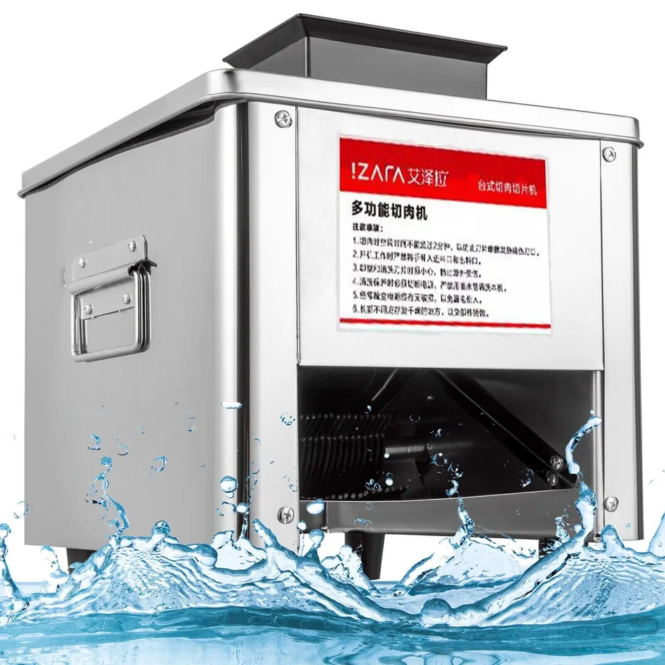 TOPCHANCES Upgraded Meat Cutter Machine, Commercial 2.5mm Electric Meat Slicer Shredded Cutting Machine, Stainless Steel 330lb/h, for Slices Strips Cubes (Meat Thickness: 2.5mm)