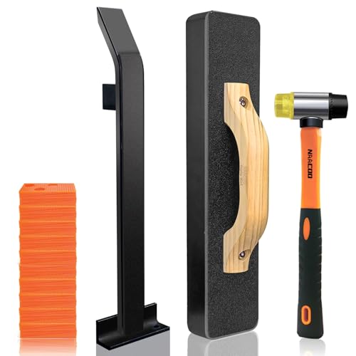 Laminate/Vinyl Flooring Tools, NAACOO Heavy Tapping Block for Vinyl Plank Floor - Knock 1-2 Times, Heavy Pull Bar, 40pc Flooring Spacers, Rubber Mallet - 4 in 1 Floor Installation Kit