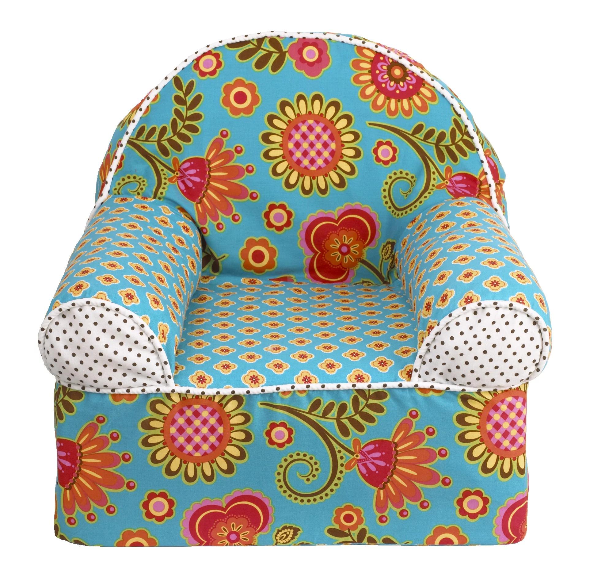 Cotton Tale Designs Turquoise, Orange, Multi Color Floral & Dot Baby/Toddler Foam Chair, Gypsy