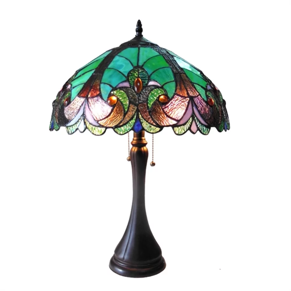 Chloe Lighting Amor Tiffany-Style 2-Light Victorian Table Lamp with 16