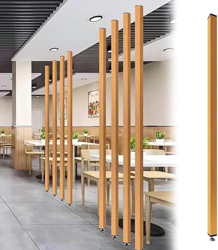 Room Divider Wood Grain Screen Partition Post Aluminum Alloy, Floor to Ceiling Wall Separator with All Accessories, Decorating Bed Entrance Office