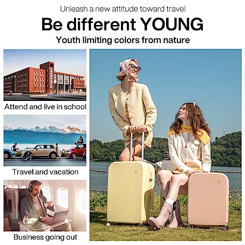 mixi Upgrade Carry on Luggage 14 Inch Underseat Personal Item Suitcases with Spinner Wheels, Hardside Rolling Suitcase PC with TSA Lock Lightweight Travel Case, Fine Grid Black