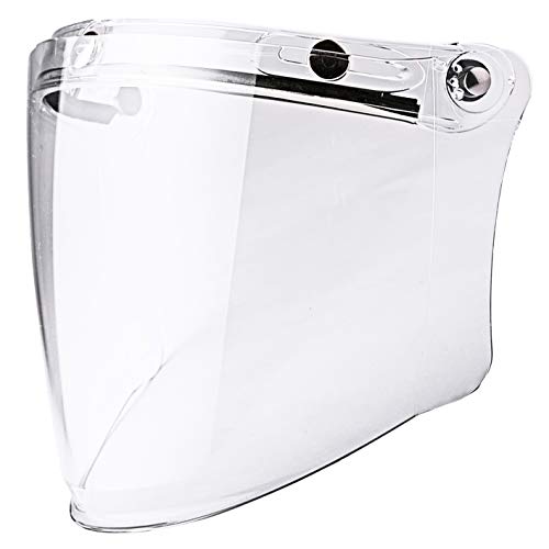 Universal 3-Snap Flip Up Visor Shield Lens for Retro Open Face Motorcycle Helmet (Clear)