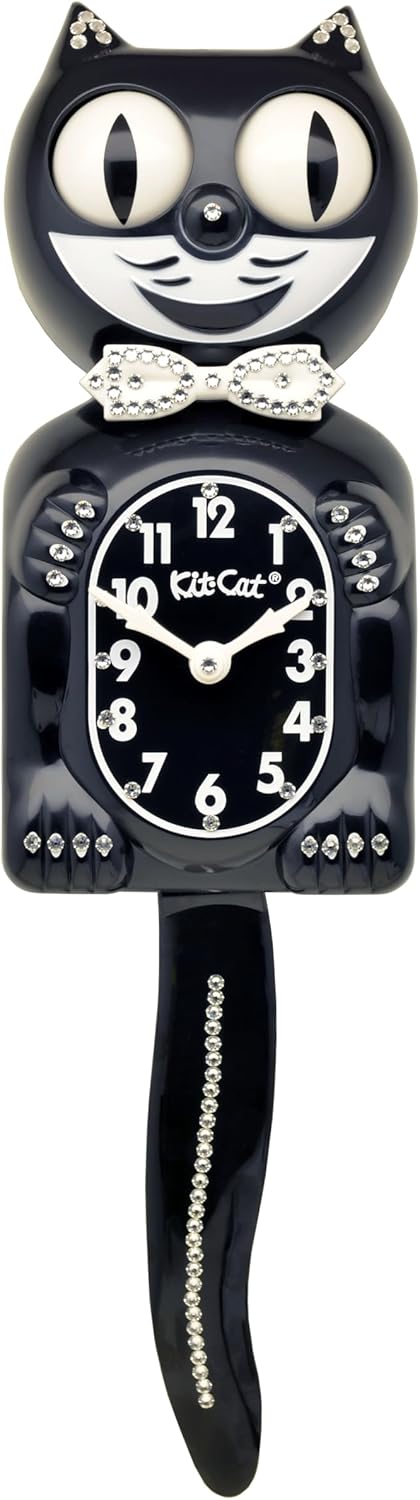 Kit Cat Klock Limited Black Crystals Jeweled Clock
