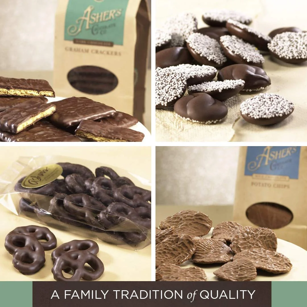 Asher's Chocolate, Gourmet Chocolate Covered Graham Crackers, Small Batches of Kosher Chocolate, Family Owned Since 1892 (18 Count, Milk Chocolate)