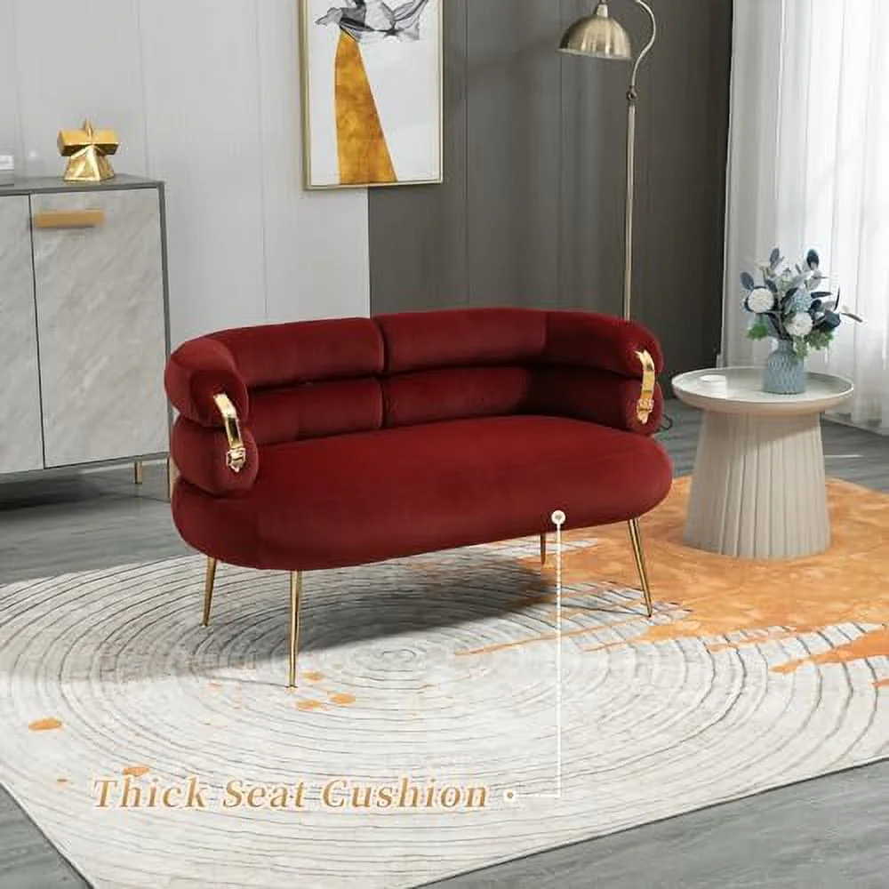 KBANZIBIU Accent Chair for Living Room - Comfy Upholstered Love Seat Modern Chair with Velvet Fabric Lounge Arm Chairs for Reading Room Bedroom  White  Two Seat