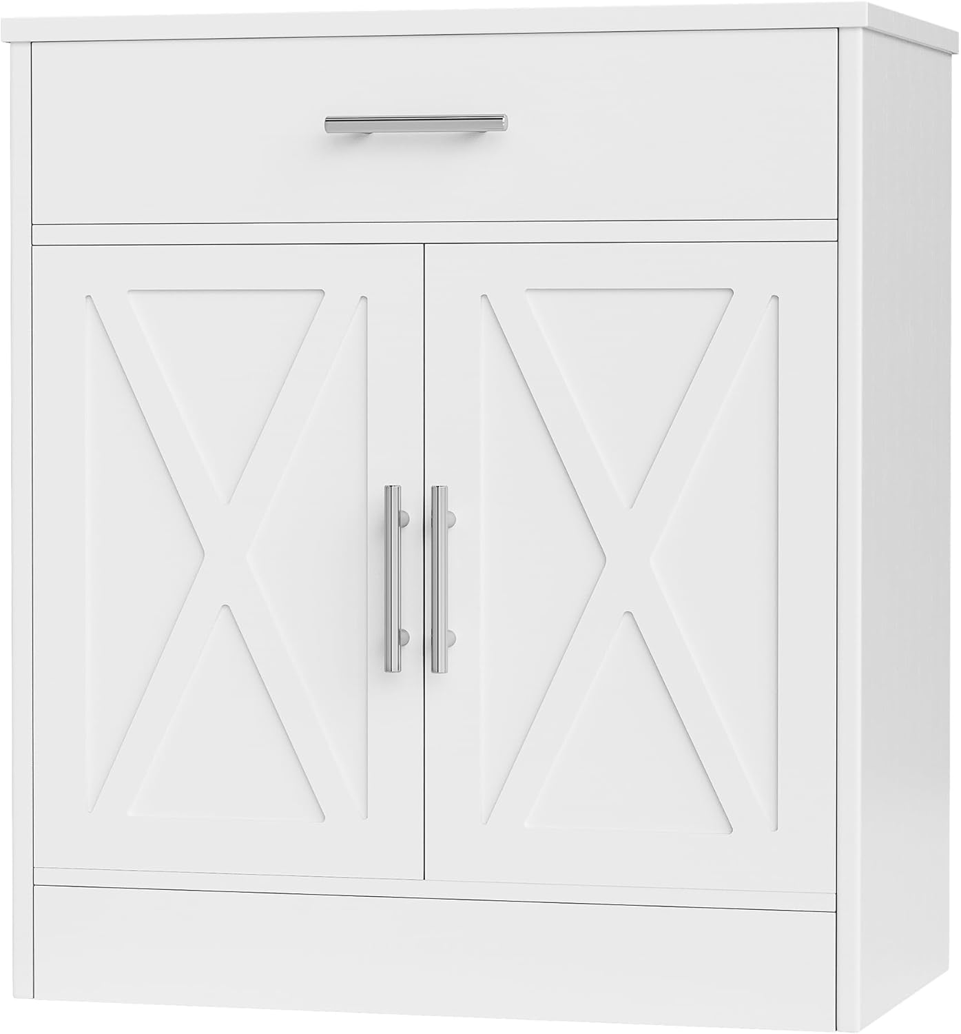 Shintenchi Modern Farmhouse Sideboard Buffet Cabinet with Storage with 2 Doors, Barn Doors Buffet Cabinet with Storage, Wood Coffee Bar Cabinet for Kitchen, Living Room,Ivory White