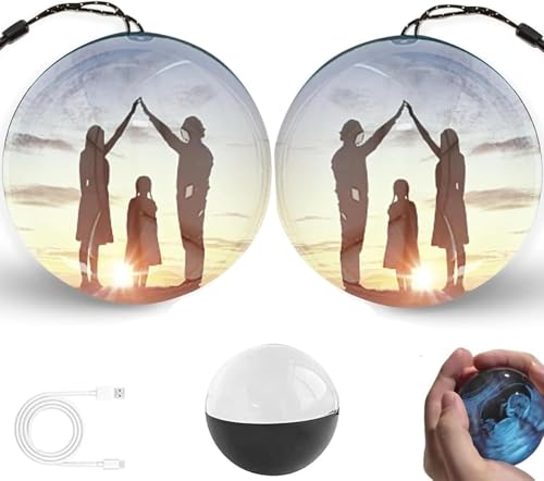 Personalized Memory Orb Ball, 2025 New Memory Sphere Ultrasound Lamp, Memories Lamp Orb, 21in Led Crystal Ball Video Player for Birthday Anniversary, Uploadable Videos & Photos (1PCS Black)