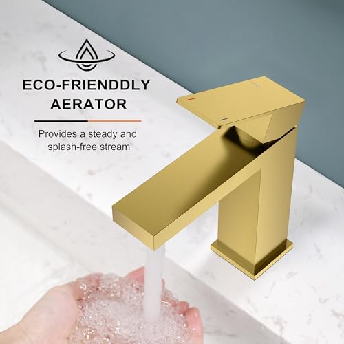 KENES Brushed Nickel Vessel Sink Facuet Single Handle Tall Bathroom Sink Faucet Vanity Bathroom Faucet Basin Mixer Tap with Water Supply Hose and Pop Up Sink Drain, LJ-9031A