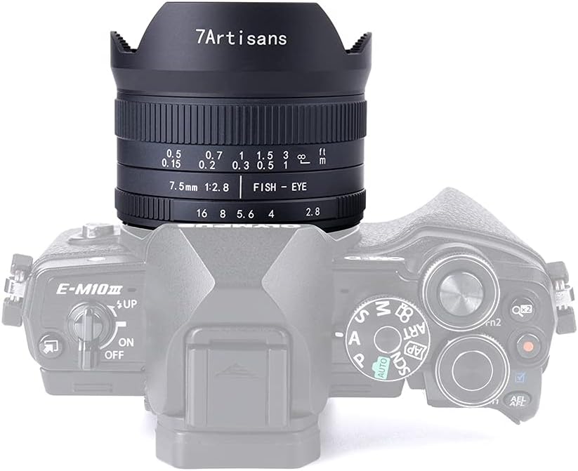 7artisans 7.5mm F2.8 II V2.0 Fisheye Lens with 190° Angle of View, Compatible with Olympus and Panasonic MFT M4/3 Mount Cameras